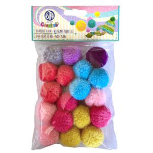 Pompony pluszowe Astra 3cm Wełniane Kłębuszki, 18szt